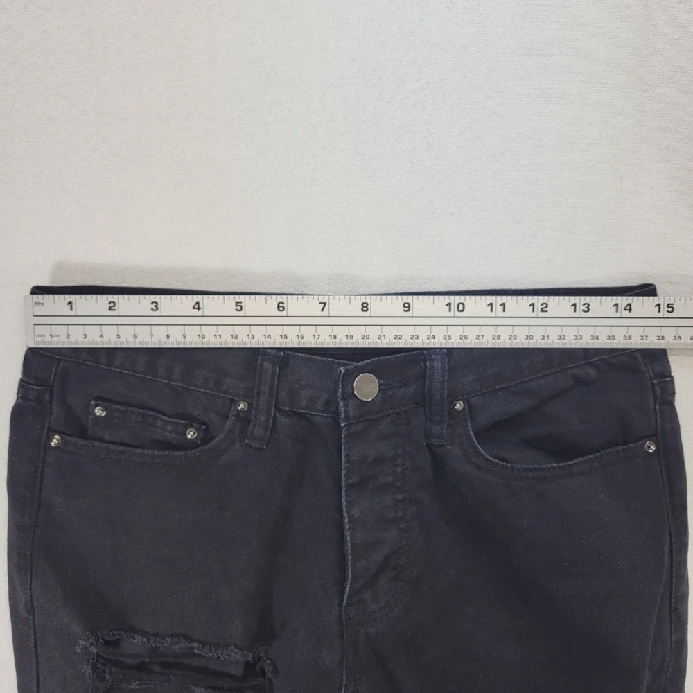 Mnml‎ Jeans Mens 29x31 Black Skinny Ankle Zip Distressed Streetwear Denim